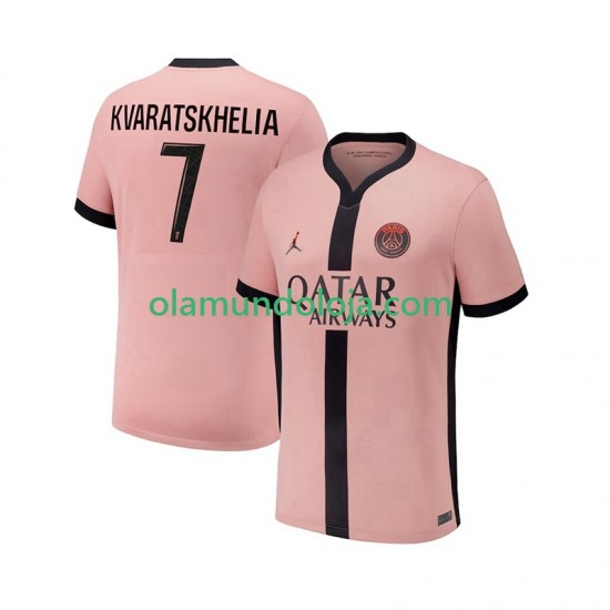 Camisola Paris Saint-Germain Khvicha Kvaratskhelia 7 Homem Equipamento Terceiro 2024-2025 Manga Curta